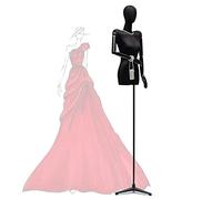 OUPAIAI Maniqui Femenino Costura Mujer Soporte de Ropa, Altura Ajustable 72,8-94,4 Pulgadas Coser el Torso Brazo de Haya y Cabeza extraíble para Mostrar Ropa y Joyas(Black,B)