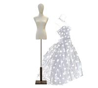 OUPAIAI Maniqui Torso Femenino Costura Mujer, Busto de Señora Maniquies Torso Altura Ajustable Coser El Torso con Soporte de Madera, Maniquí Ropa, Joyería, Costura de Ropa(Brown,A)