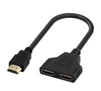 Oupdate Cable Adaptador Duplicador HDM 1 a 2 Salidas 30cm 1080P HUB HDM Multiplicador Monitores Macho a Doble Hembra Conector Extensor Divisor de Señal para HDTV HD LED LCD y Proyectores