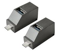 OUQYLG Divisor de puerto USB C, 3 puertos USB C [2 unidades] Mini concentrador USB, USB tipo C, divisor de alta velocidad, adaptador USB C portátil para PC, portátil, color negro