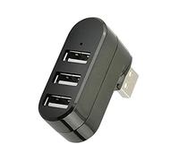 OUQYLG Divisor USB de 3 puertos, mini concentrador USB, USB 3 puertos compacto portátil giratorio, puerto USB Hub Dock [90°/180° grados giratorio] para unidad flash móvil HDD PC portátil y más - negro