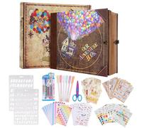 Our Adventure Book - Álbum de fotos de 146 páginas de 8.9 x 7.7 pulgadas con suministros de álbumes de recortes, estilo retro 3D en relieve, libro de recuerdos para parejas, aniversario, boda, día de