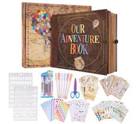 Our Adventure Book - Álbum de fotos de 146 páginas de 8.9 x 7.7 pulgadas con suministros de álbumes de recortes, estilo retro 3D en relieve, libro de recuerdos para parejas, aniversario, boda, día de