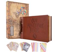 Our Adventure Book - Álbum de fotos de 30 x 19 cm, 80 páginas, palabras en relieve 3D, tapa dura de piel, álbum de recortes para aniversario, boda, regalos de San Valentín, Navidad, regalo del día de