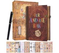 Our Adventure Book- Álbum de Fotos de Viaje para Parejas en Cuero Retro, 164 Páginas Sin Ácido, Diario de Viaje Personalizable, Álbum Recuerdo Compacto (Regalo para Aniversarios y Vacaciones)