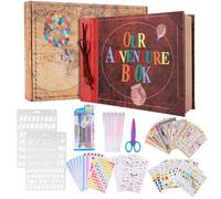 Our Adventure Book áLbum De Recortes 80 PáGinas,Cubierta De Cuero 3d,CordóN De Cuero AutéNtico,Viene Con Una Caja De Accesorios Para áLbumes De Recortes,Adventure Book Regalo Para Amigos