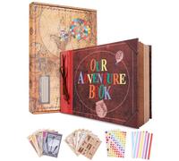 Our Adventure Book scrapbook, Cubierta de cuero y páginas de estilo vintage album fotos para pegar y escribir, álbum de Fotos de Viaje de Bricolaje, Semana Santa, Regalos de San Valentín, 11In