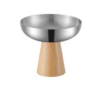 our fave Base de madera y soporte de postre de acero inoxidable, elegante taza para servir helado, ensalada de frutas y aperitivos, al aire libre, taza de postre