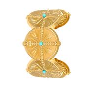 our fave Brazalete retro geométrico de acero inoxidable resistente a las alergias con chapado en oro de 18 quilates para mujer, uso diario, ligero y cómodo, talla única, como se describe
