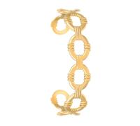 our fave Brazalete retro geométrico de acero inoxidable resistente a las alergias con chapado en oro de 18 quilates para mujer, uso diario, ligero y cómodo, talla única, como se describe