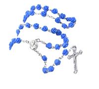 our fave Collar católico con rosario de cuentas de rosas con colgante de cruces para entusiastas de la oración, la fe y la moda, 52cm, Resinas, metal, No es una piedra preciosa