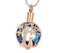 our fave Collar de cenotafio para mascotas sin deslustre con compartimento secreto para cenizas y pelo de artefactos de árbol, collar sin deslustre para mascotas
