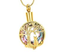 our fave Collar de cenotafio para mascotas sin deslustre con compartimento secreto para cenizas y pelo de artefactos de árbol, collar sin deslustre para mascotas
