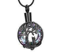 our fave Collar de cenotafio para mascotas sin deslustre con compartimento secreto para cenizas y pelo de artefactos de árbol, collar sin deslustre para mascotas