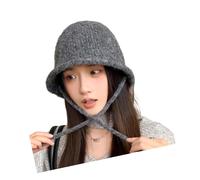 our fave Gorro de pescador suave y cálido, resistente al viento, con cordón ajustable, diseño de alas acanaladas, sombrero de pescador de punto para atuendo diario, ala enrollada, gorro de invierno