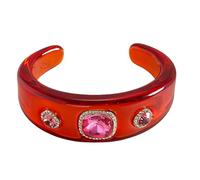 our fave Pulsera abierta geométrica inspirada con detalles de cristal de resina para mujer, joyería de moda para fiestas, joyería de muñeca, talla única, como se describe