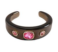 our fave Pulsera abierta geométrica inspirada con detalles de cristal de resina para mujer, joyería de moda para fiestas, joyería de muñeca, talla única, como se describe