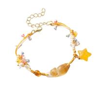 our fave Pulsera ajustable de resina con forma de gato con detalle de estrella y flor para niñas, joyería de resina de flores de moda, One Size, como se describe