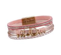 our fave Pulsera de cuero de moda para mujer, diseño trenzado multicapa, ajustable, accesorio de moda elegante, One Size, como se describe