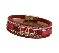 our fave Pulsera de cuero de moda para mujer, diseño trenzado multicapa, ajustable, accesorio de moda elegante, One Size, como se describe
