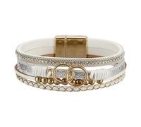 our fave Pulsera de cuero de moda para mujer, diseño trenzado multicapa, ajustable, accesorio de moda elegante, One Size, como se describe
