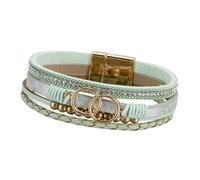 our fave Pulsera de cuero de moda para mujer, diseño trenzado multicapa, ajustable, accesorio de moda elegante, One Size, como se describe