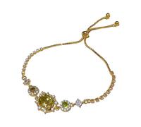 our fave Pulsera elástica de cobre con circonita verde de corte ovalado, joyería para uso diario u ocasión especial, formal, casual