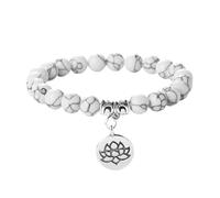 our fave Pulsera elástica de cuentas de 8 mm con colgante de loto para mujer, pulsera elástica de cuentas de moda, pulsera apilable de múltiples capas, One Size, como se describe