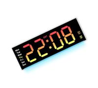 our fave Reloj LED moderno multifuncional con pantalla grande para habitación, monitor de clima personalizable, diseño de iluminación de estado de ánimo, elegante y simple reloj de mesita de noche
