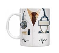 our fave Taza de cerámica con estetoscopio de hospital, patrón de latido del corazón, personalizable, nombre de médicos y enfermeras, taza de café de cerámica profesional, personalizable con nombre de