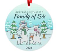Our First Christmas As A Family of Six 2025, decoración de Navidad, adorno de regalo,