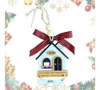 Our First Home Ornament,2024 - Colgante de casa de árbol de Navidad | Decoración navideña de madera para el primer hogar, decoración de nueva casa 2D para mujeres, hombres, parejas