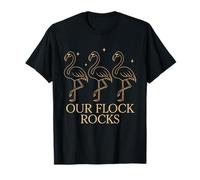 Our Flock Rocks Chic Outline Flamingo Design Minimal Black Camiseta