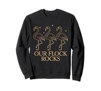 Our Flock Rocks Chic Outline Flamingo Design Minimal Black Sudadera