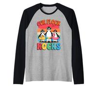Our Flock Rocks Penguins Sunglasses Fun Camiseta Manga Raglan