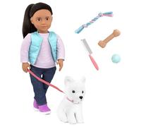 Our Generation BD31243C1Z - Muñeca 46 cm con perro Samoyedo - Cassie