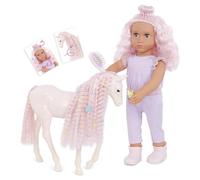 Our Generation Muñeca Elara y Potro Lumina - Muñeca de 46 cm con Cuerpo Suave, Ojos móviles y Pelo Largo para peinar - Incluye Cepillo, Accesorios para el Pelo y Atuendo, Juguete para niños a Partir