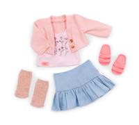 Our Generation - Encanto campestre - Ropa para muñecas de 46 cm - Conjunto de jersey rosa y falda azul - Top con estampado floral - Jugar a simular - Juguete para niños a partir de 3 años