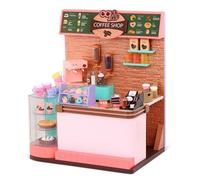 Our Generation Juego de 64 Piezas Coffee Shop para muñecas de 46 cm, con cafetera, Efectos de Ruido y Accesorios, Love U Latte
