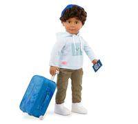 Our Generation - Milo - Muñeco niño de 46 cm - Cabello castaño rizado y ojos color avellana realistas - Equipaje rodante y accesorios de viaje - Jugar a simular - Juguete para niños a partir de 3 años