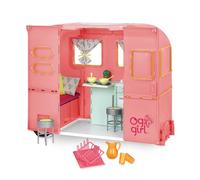 Our Generation - R.V. Seeing You Camper (Rosa) - Camping Trailer - Accesorios de Cocina - Vehículo para muñecas de 46 cm - Jugar a Simular - Juguete para niños a Partir de 3 años