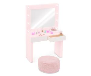 Our Generation - Set de tocador Glam & Glow - Juego de Mesa de tocador Rosa - Espejo Luminoso - Maquillaje de fantasía y artículos de estilismo - Juguete para niños a Partir de 3 años