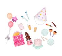 Our Generation - Accesorios de Fiesta de muñecas de 46 cm - Pastel de cumpleaños y Globos - Accesorios para muñecas - Juguetes para niños a Partir de 3 años - Juego de cumpleaños para celebración