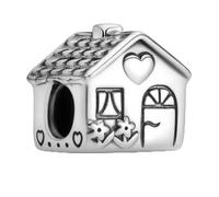 Our House - Abalorio de plata de ley 925 con texto en inglés "Home Sweet Home" compatible con pulseras Pandora Moments para mujer
