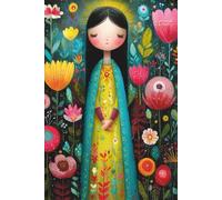 Our Lady of Guadalupe Blank Lined Softcover Journal 6x9" 120 pages: Modern Folk Art Style Cover