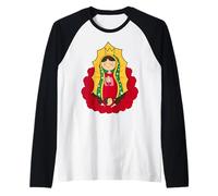 Our Lady of Guadalupe Chibi Style Tee Mexican Devotion Camiseta Manga Raglan