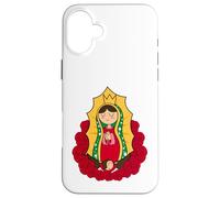 Our Lady of Guadalupe Chibi Style Tee Mexican Devotion Carcasa para iPhone 16 Plus