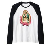 Our Lady of Guadalupe Tee Traditional Mexican Catholic Icon Camiseta Manga Raglan