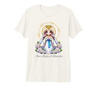 Our Lady of Lourdes Rezar María Mujeres Guapas Católicas Camiseta Premium
