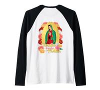 Our Lady Virgen De Guadalupe Saint Virgin Mary Roses Flowers Camiseta Manga Raglan